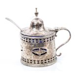 George III silver mustard pot of cylindrical form,