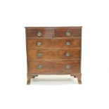 19th century mahogany bow front chest of two short and three long graduated drawers,