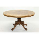 Victorian figured walnut loo table,