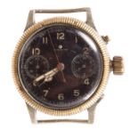 Rare 1940s German World War II Luftwaffe pilots' chronograph wristwatch by Tutima Glashutte,