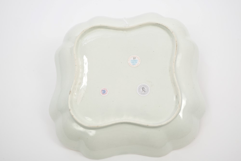 18th century Worcester James Giles decorated shaped square-shaped dish with polychrome painted - Image 2 of 3