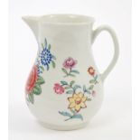 18th century Worcester sparrow beak jug, polychrome painted with flowers, circa 1760, 8.