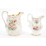 Two Victorian Coalport jugs with gilt presentation inscriptions dated 1851 and 1863 with polychrome