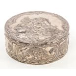 Late 19th / early 20th century Continental silver box of circular form,