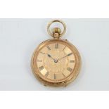 Late Victorian gold (18ct) fob watch, the three-quarter plate button-wind movement signed 'Jays,