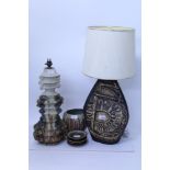 Two Bernard Rooke studio pottery table lamps,