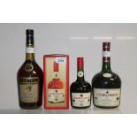 Two bottles of Courvoisier and a bottle of Martell Cognac (3)