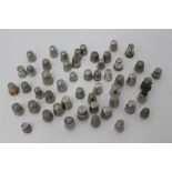 Collection of antique silver and white metal thimbles - various designs (approximately 50)