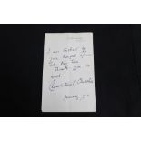 Autograph - Clementine Churchill, Baroness Spencer-Churchill, wife of Sir Winston Churchill,