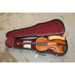 Full-size mid-20th century Romanian viola, with bow,