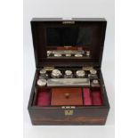 Victorian Coromandel ladies' toilet box with mahogany lining,