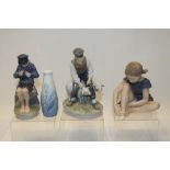 Three Royal Copenhagen figures - Man with two sheep,