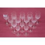 Part suite of fourteen Whitefriars Roman pattern crystal glasses designed by Harry Powell in the