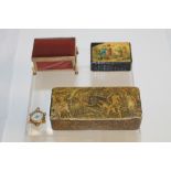 18th / 19th century Continental snuff box decorated with scene of a boar hunt, 10cm wide,