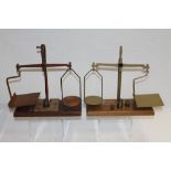 Two sets of post office scales and a quantity of weights