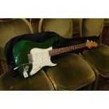 Encore electric guitar - with green and pearlescent finish,