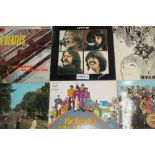 Box of LP and 45rpm records - including The Beatles,