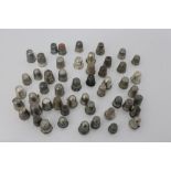 Collection of antique silver and white metal thimbles - each with engraved ornament (approximately