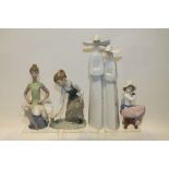 Three Lladro porcelain figures - girl picking flowers, ballerina,