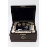 Fine early Victorian Coromandel and mother of pearl inlaid vanity case fitted with silver plate