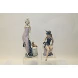 Lladro porcelain figure of a 1930s lady and one other of a dancer in cat costume (2)