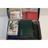 Old black suitcase of cigarette and trade card issues - including some original albums (qty)
