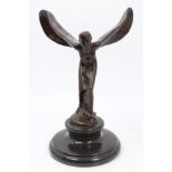Bronze Rolls-Royce Spirit of Ecstasy-style flying lady ornament, signed - Aldo Vitaleh,