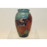 Moorcroft pottery Bullfinch pattern miniature oviform vase,
