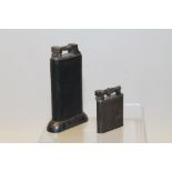 1940s Dunhill standard table lighter with black leather case and engraved presentation inscription,