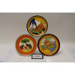 Set of eight limited edition Wedgwood Clarice Cliff-style plates - Red Roofs, Orange Roof Cottage,