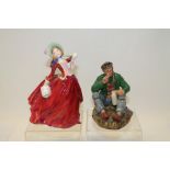 Royal Doulton figure - The Wayfarer HN2362 and one other - Autumn Breezes HN1934