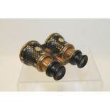 Pair late 19th / early 20th century opera glasses with tortoiseshell and inlaid piqué decoration,