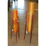 Two 1960s floor-standing 'Rocket' lamps with spun fibre shades