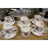 Royal Worcester coffee set with floral and butterfly decoration and a matching comport (11 pieces)
