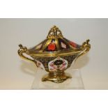 Royal Crown Derby Imari pattern urn and cover, printed marks to base, no.