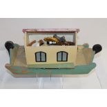 1950s wooden Noah's Ark - hand-painted with Noah and his wife,