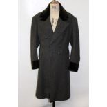 Gentlemen's vintage overcoat, Edwardian-style coat in grey wool, fitted and double-breasted,