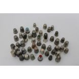 Collection of antique silver and white metal thimbles - various designs (approximately 50)