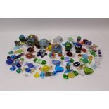 Collection of Murano glass items - including owls, turtles, sweets, hearts,