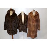 Ladies' vintage squirrel fur coat, musquash coat, fur stole,