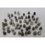 Collection of antique silver and white metal thimbles - various designs (approximately 50)