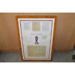 Cricketing memorabilia - framed and glazed limited edition 'The Birth of the Ashes' England versus