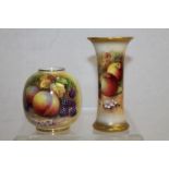 Royal Worcester vase with hand-painted fruit decoration, signed - T.