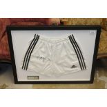 Autograph - Sport - Jonny Wilkinson signed shorts, mounted, framed and glazed,