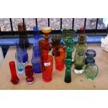 Selection of Scandinavian art glass vases - various colours and makers (qty)