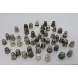 Collection of antique silver and white metal thimbles - various designs (approximately 50)