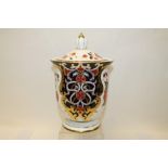 Impressive Royal Crown Derby Imari pattern vase and cover,