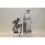 Two Lladro porcelain figures - girl with bucket of flowers,