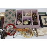 Quantity of vintage jewellery and bijouterie - including various pairs of cufflinks, pocket watch,