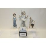 Five Lladro porcelain figures - girl with squeezebox, ballerina, child with dummy,